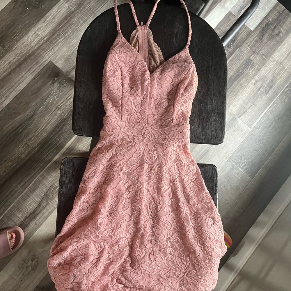 Elegant Pink Lace Dress